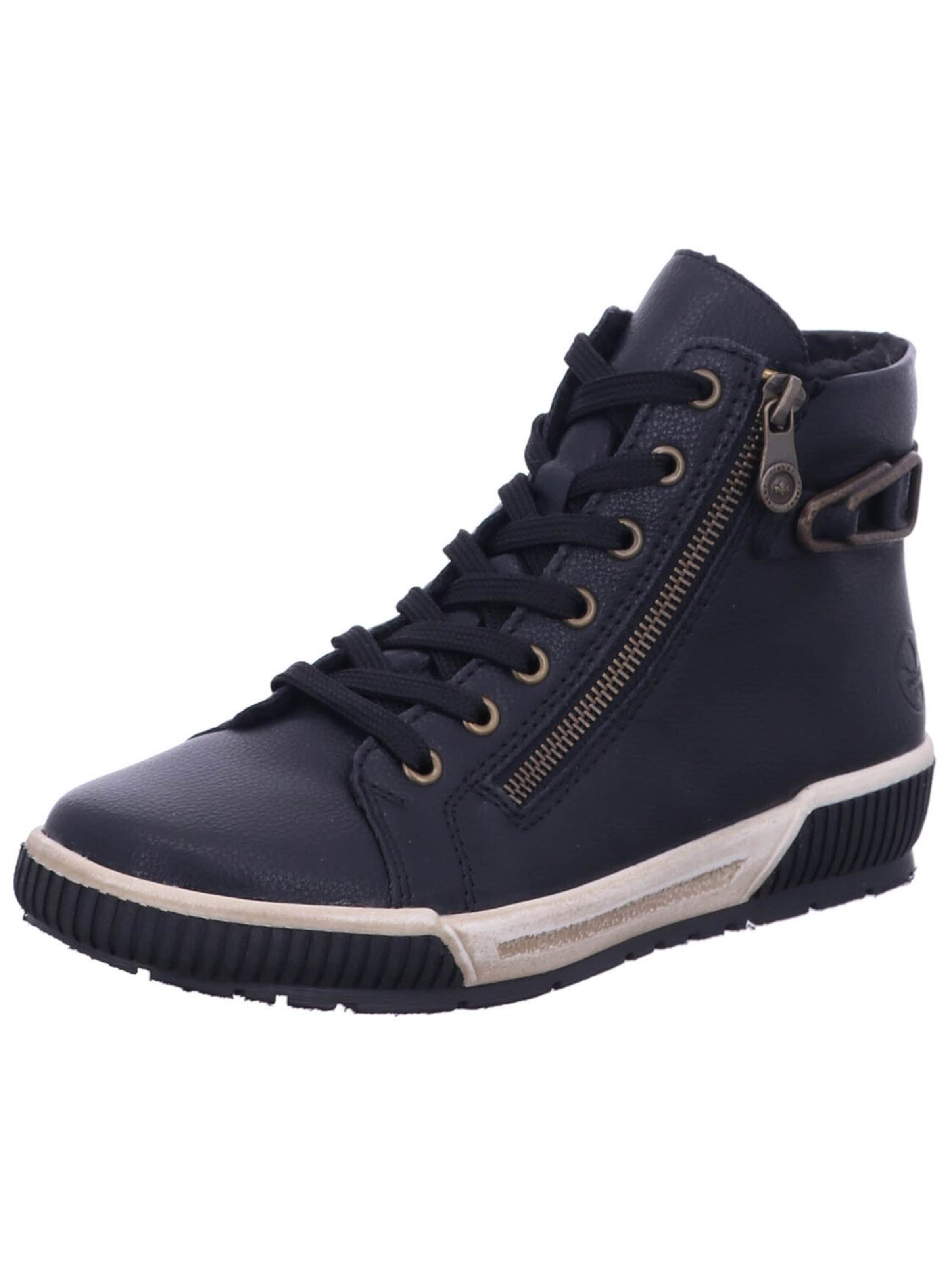 Boots 'Stiefel Damen N0708 00 Kunststoff (Synthetik) in schwarz' di Rieker in nero: frontale