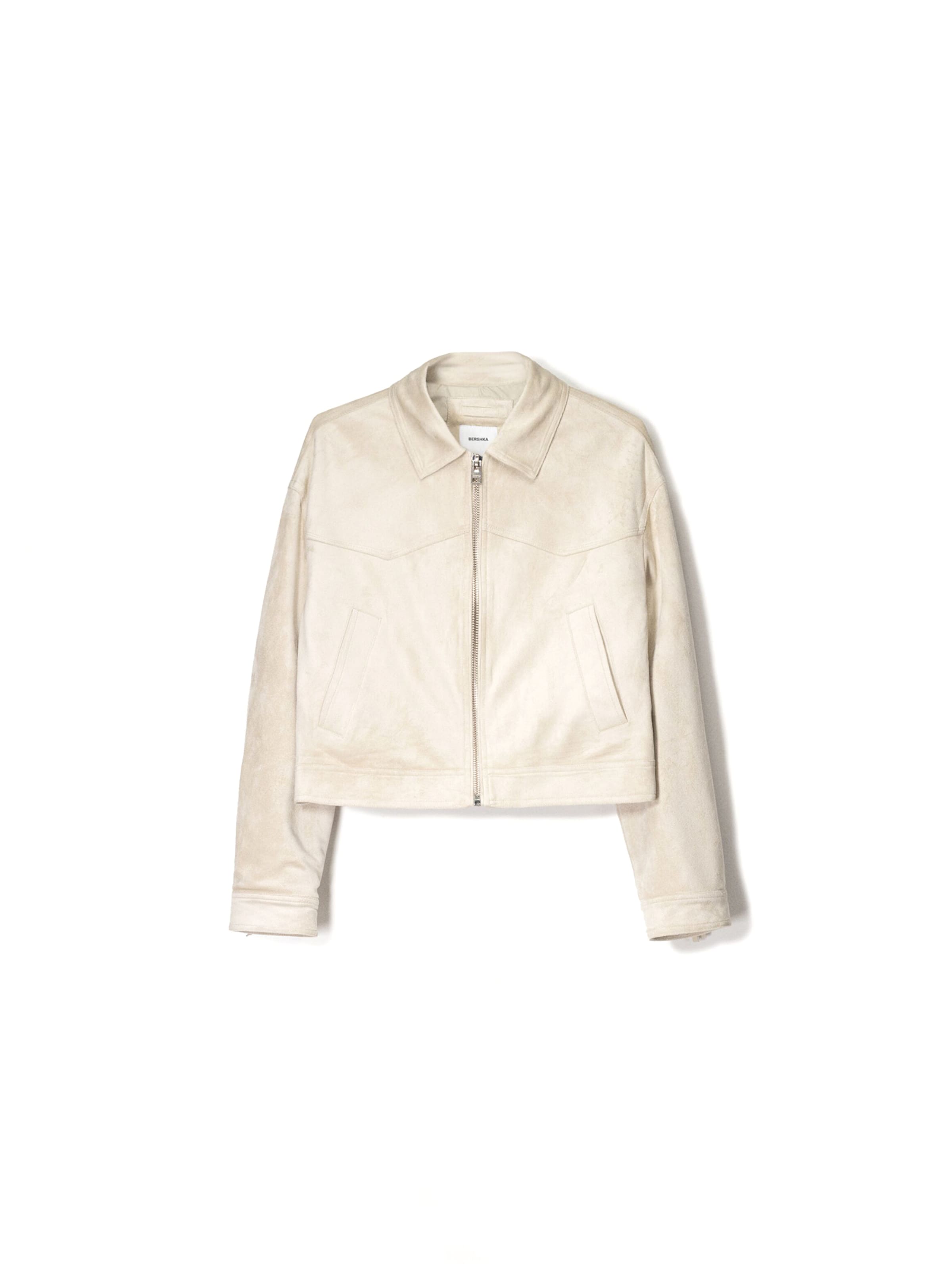 BershkaPrijelazna jakna - bež boja: prednji dio