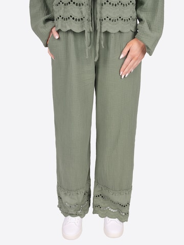 Wide Leg Pantalon 'Ines' Seasons of April en vert : devant