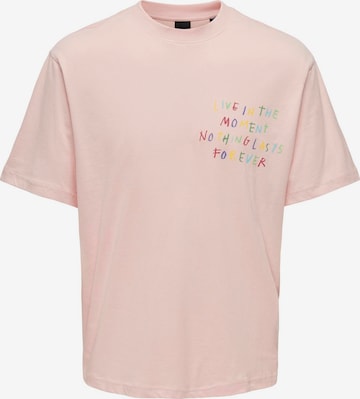 Only & Sons Μπλουζάκι 'MANI' σε ροζ: μπροστά