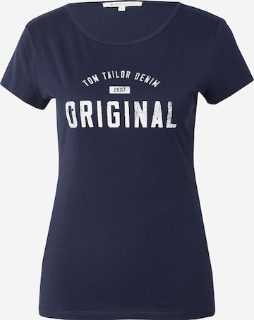 T-shirt TOM TAILOR DENIM en bleu : devant