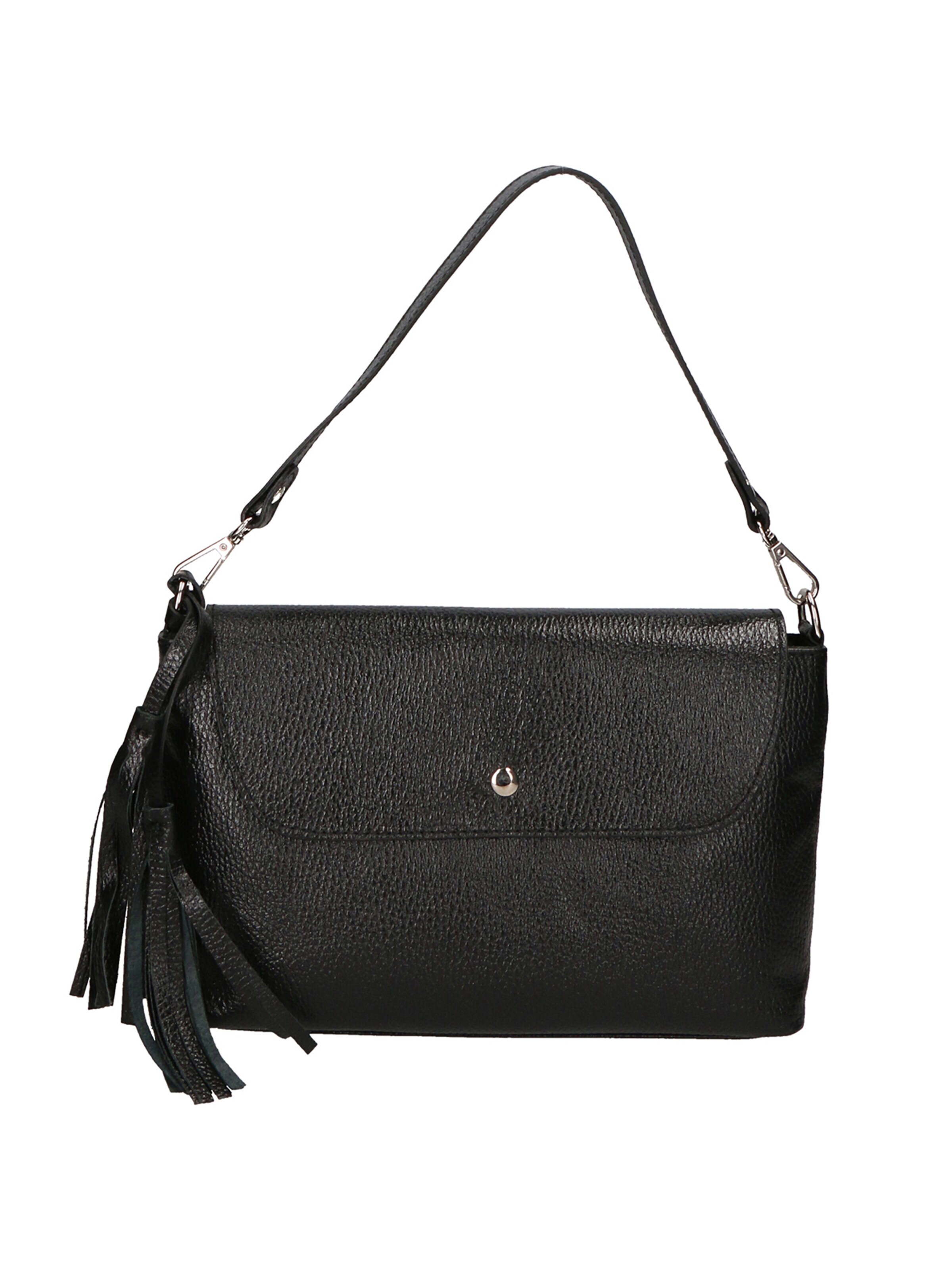 Pochette 'Pochette Donna Pelle Dollaro Laminato con Tracolla Rimovibile - Made in Italy' di Gave Lux in nero: frontale