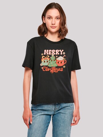 F4NT4STIC Shirt 'Merry Christmas Cozy And Cute ' in Zwart: voorkant