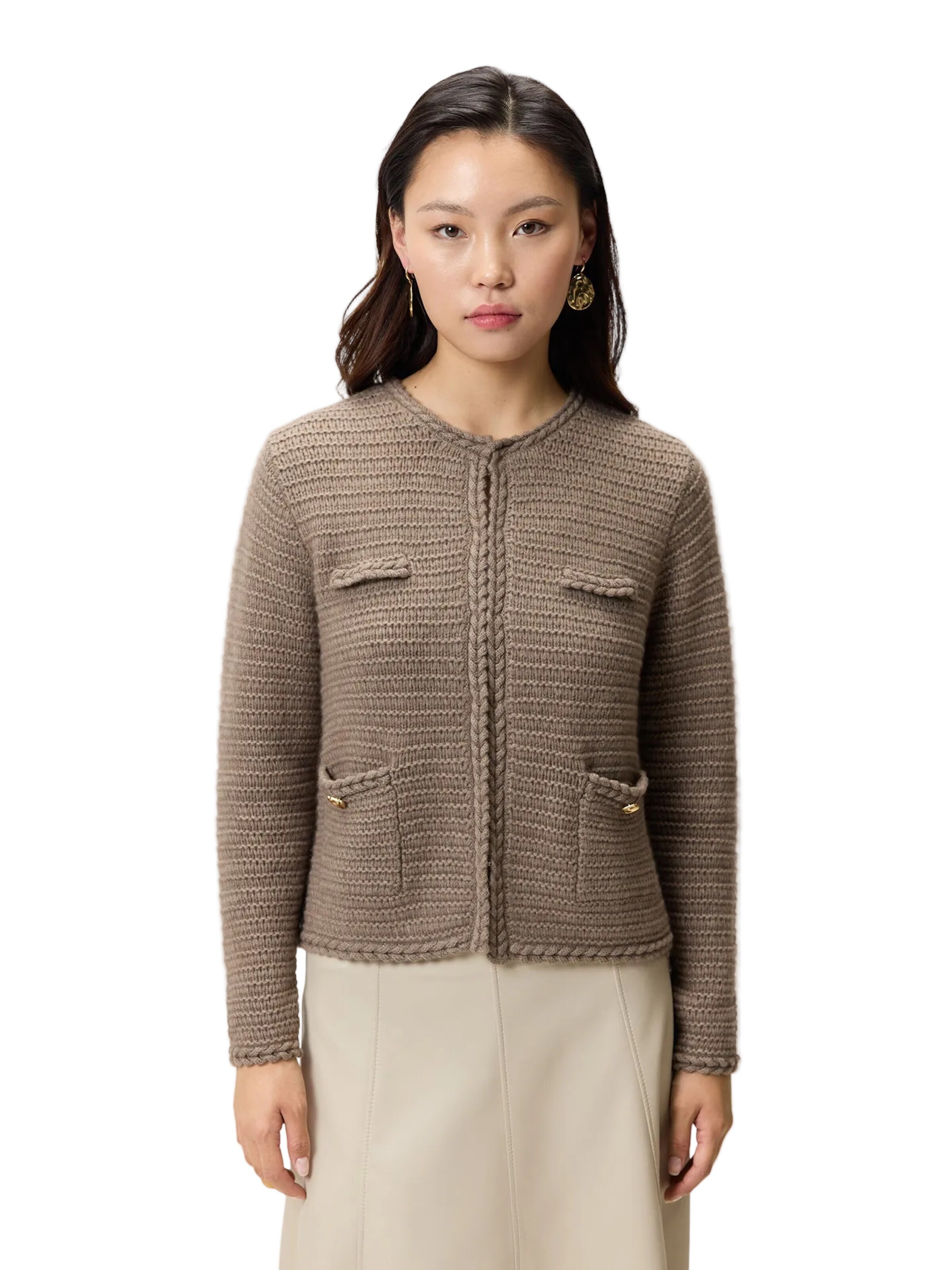 Cardigan 'Textured Knit Cashmere Jacket-Style Cardigan' GOBI Cashmere en gris : devant