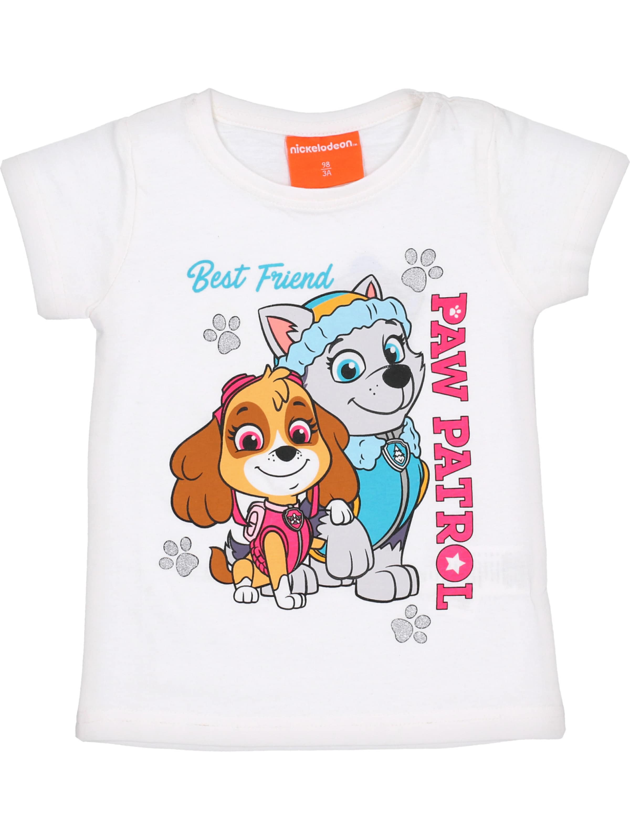 Maglietta 'Skye & Everest' di PAW Patrol in bianco: frontale
