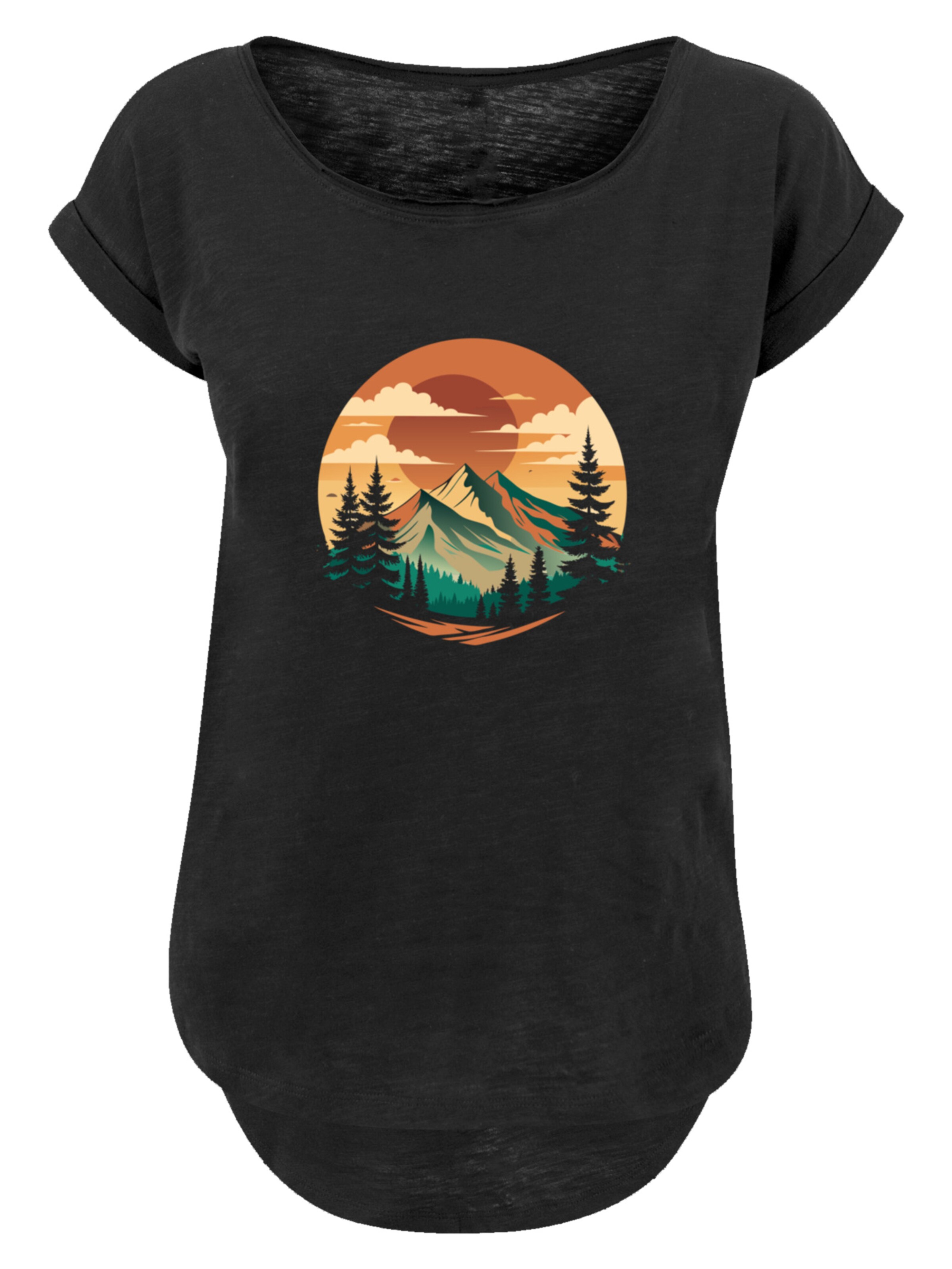 F4NT4STIC Shirt 'Sonnenuntergang Berglandschaft' in Black: front
