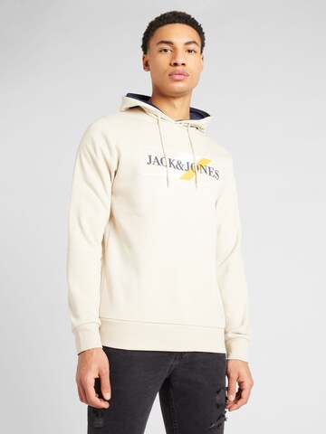 JACK & JONES Sweatshirt 'JJLoof' i beige: framsida