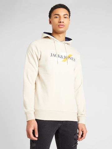 JACK & JONES Sweatshirt 'Loof' in Beige: voorkant