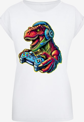 T-shirt 'Dinosaurier Gamer' F4NT4STIC en blanc : devant