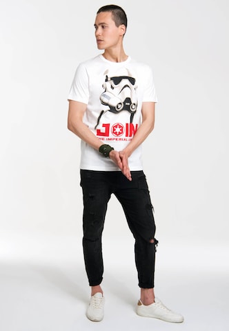 LOGOSHIRT Shirt 'Stormtrooper - Join the Imperial Army' in Wit