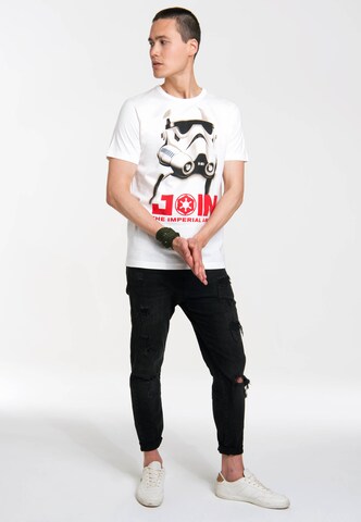 LOGOSHIRT T-Shirt mit 'Stormtrooper - Join the Imperial Army'-Print in Weiß