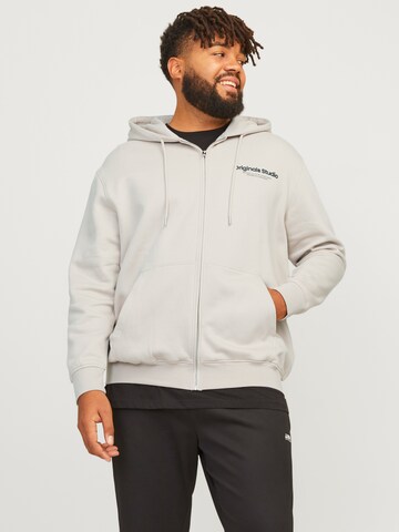 Jack & Jones Plus Ζακέτα φούτερ 'JORVesterbro' σε μπεζ: μπροστά