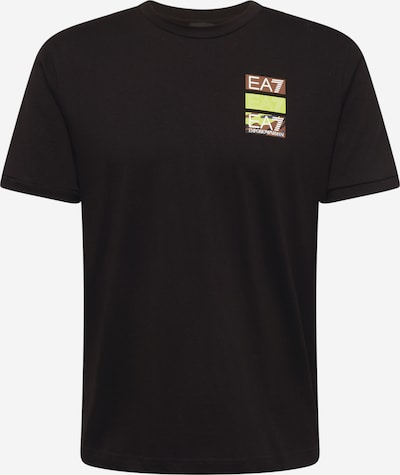 EA7 Emporio Armani Тениска в кафяво / светлозелено / черно / бяло, Преглед на продукта