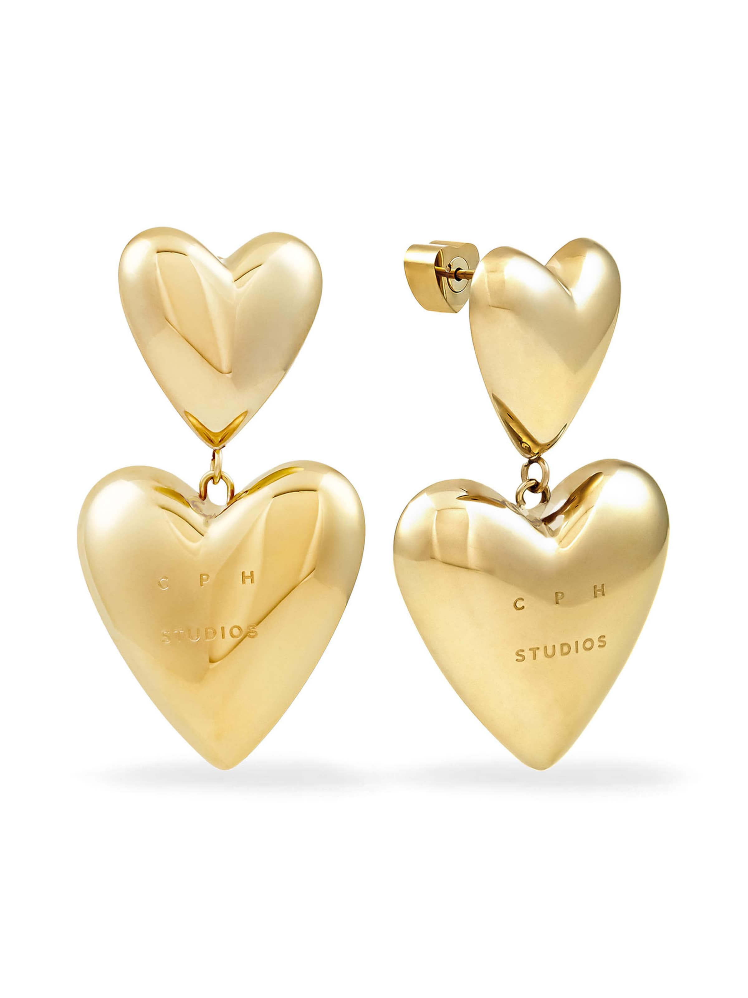 Copenhagen Studios Ohrringe 'Puffy Hearts' in gold, Produktansicht