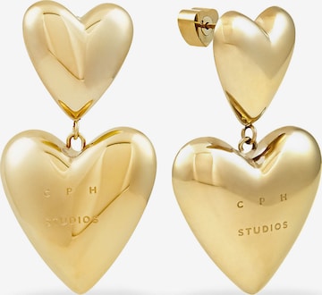 Copenhagen Studios Ohrringe 'Puffy Hearts' in Gold: Vorderseite