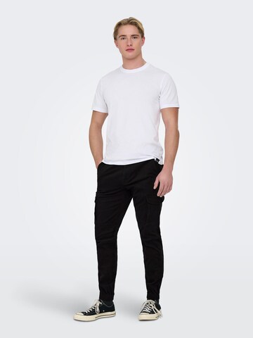 Only & Sons Tapered Cargo trousers 'Carter' in Black