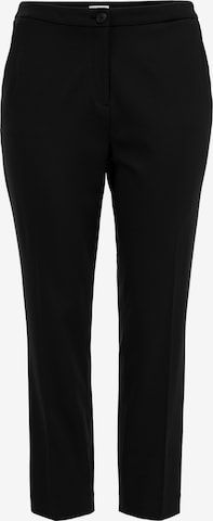 WE Fashion - Slimfit Calças com vincos em preto: frente