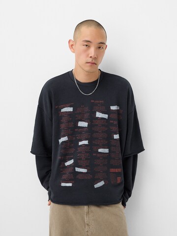 Bershka Sweatshirt in Zwart: voorkant