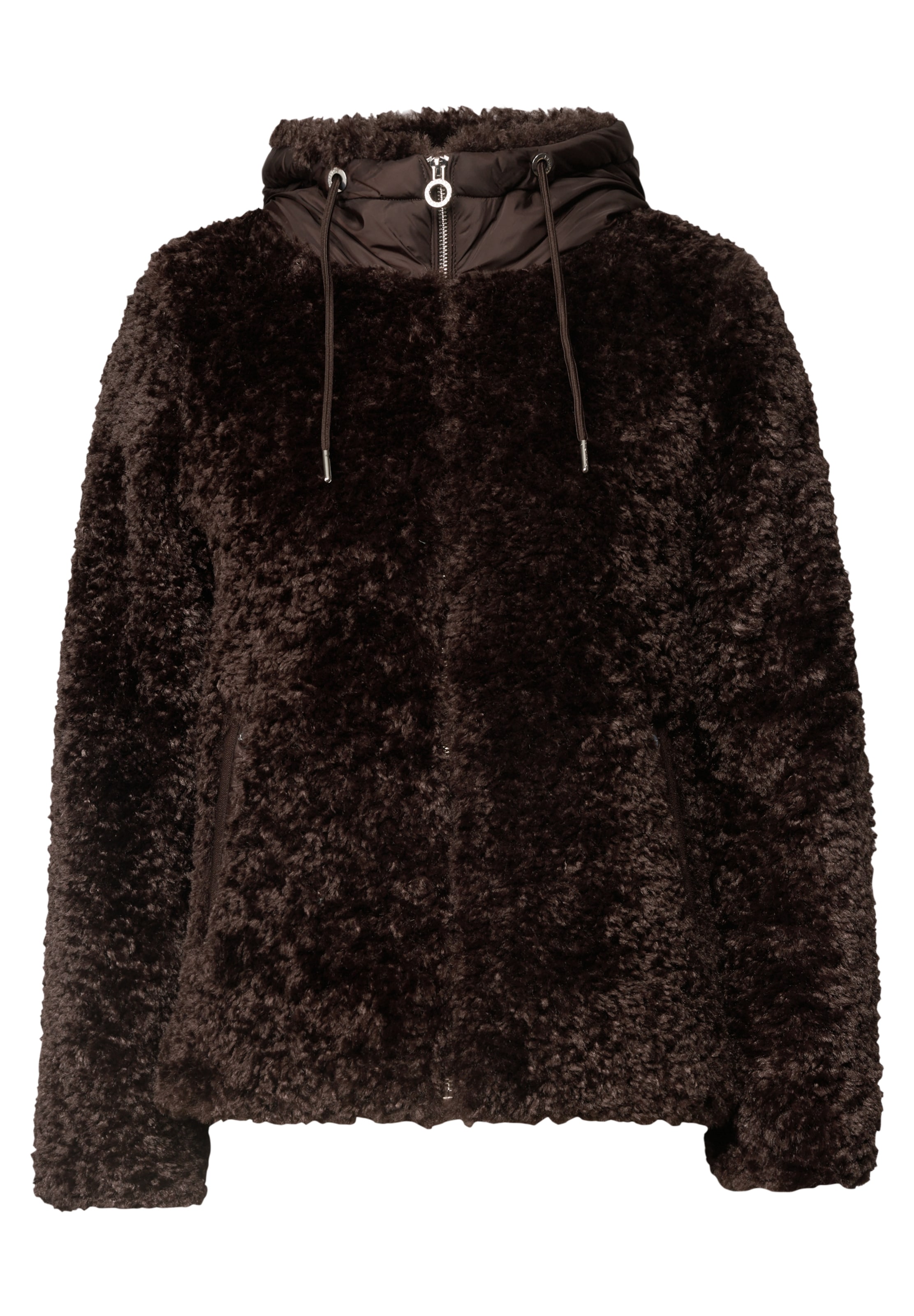 STREET ONE Teddy-Jacke mit Softshell-Kapuze in Braun: Vorderseite