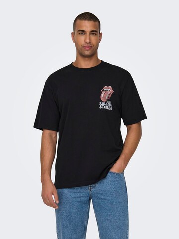 Only & Sons Shirt 'ROLLING STONES' in Black