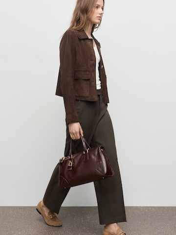 MANGO Wide leg Trousers with creases 'PAU' in Green