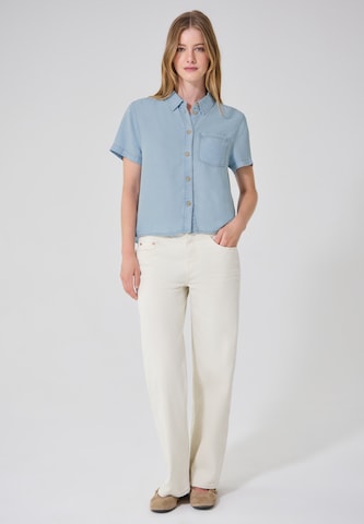 Street One Studio Kurzarm Hemdbluse aus Lyocell in Blau