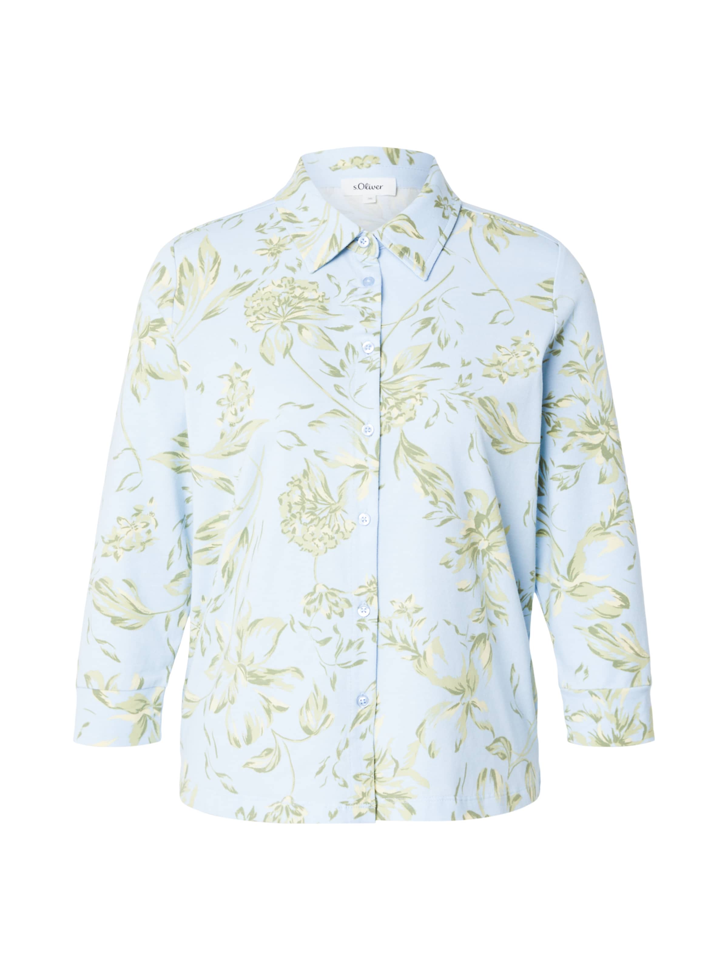 s.Oliver Bluse in hellblau / khaki / hellgrün, Produktansicht