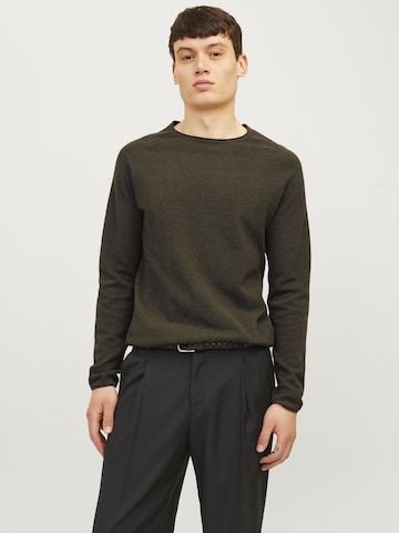 JACK & JONES Средняя посадка Свитер 'JJEHill' в Зеленый: спереди