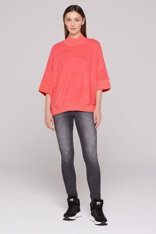 Soccx Oversized Pullover mit Stehkragen und Taschen in Rot
