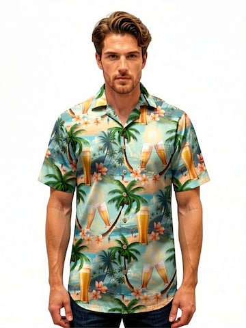 Hawaiihemdshop.de - Ajuste regular Camisa 'Hawaiihemd Sunshine Beer' en azul: frente