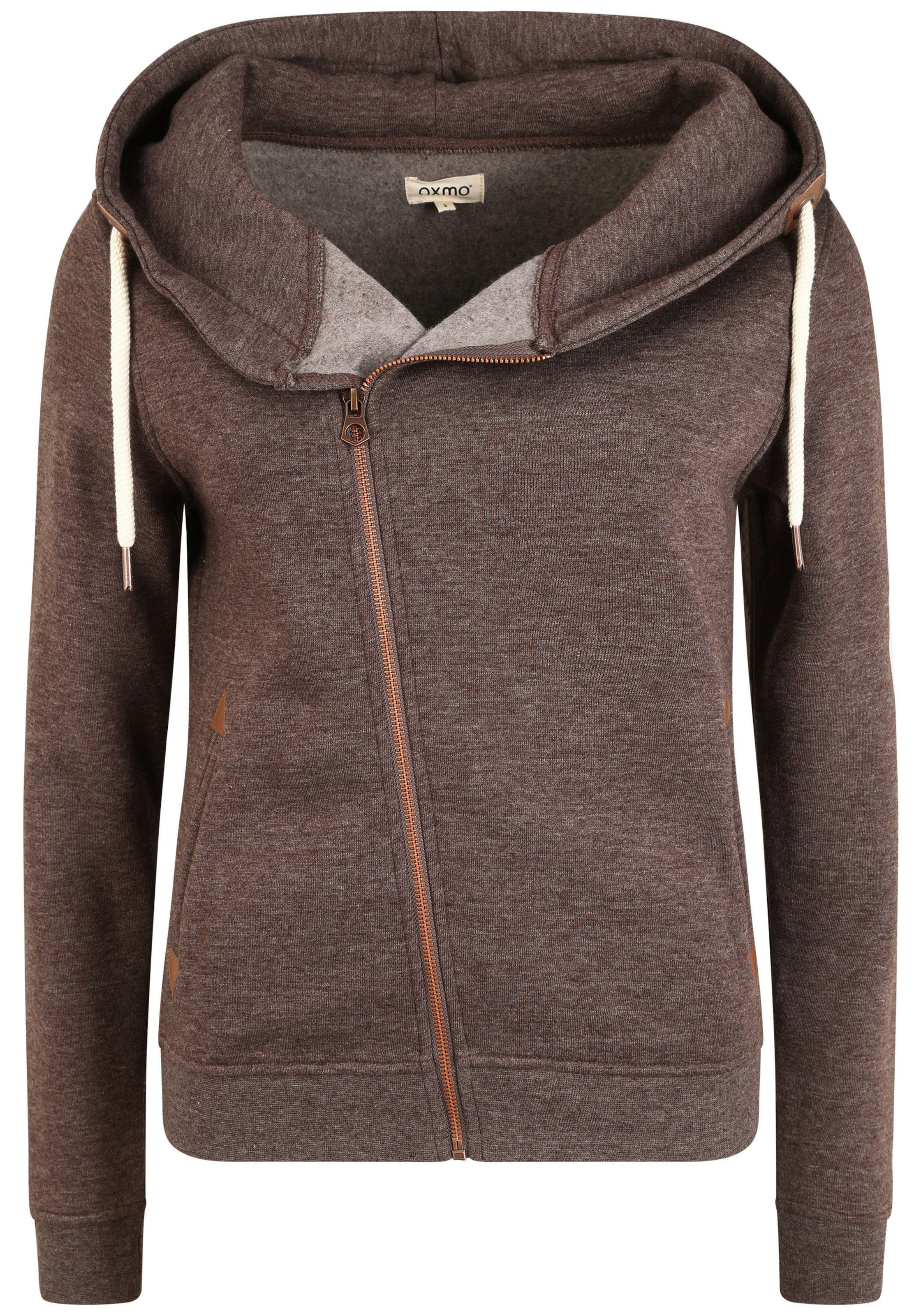 Oxmo Zip-Up Hoodie 'Vicky' in Brown: front
