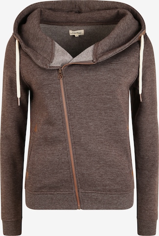 Oxmo Zip-Up Hoodie 'Vicky' in Brown: front