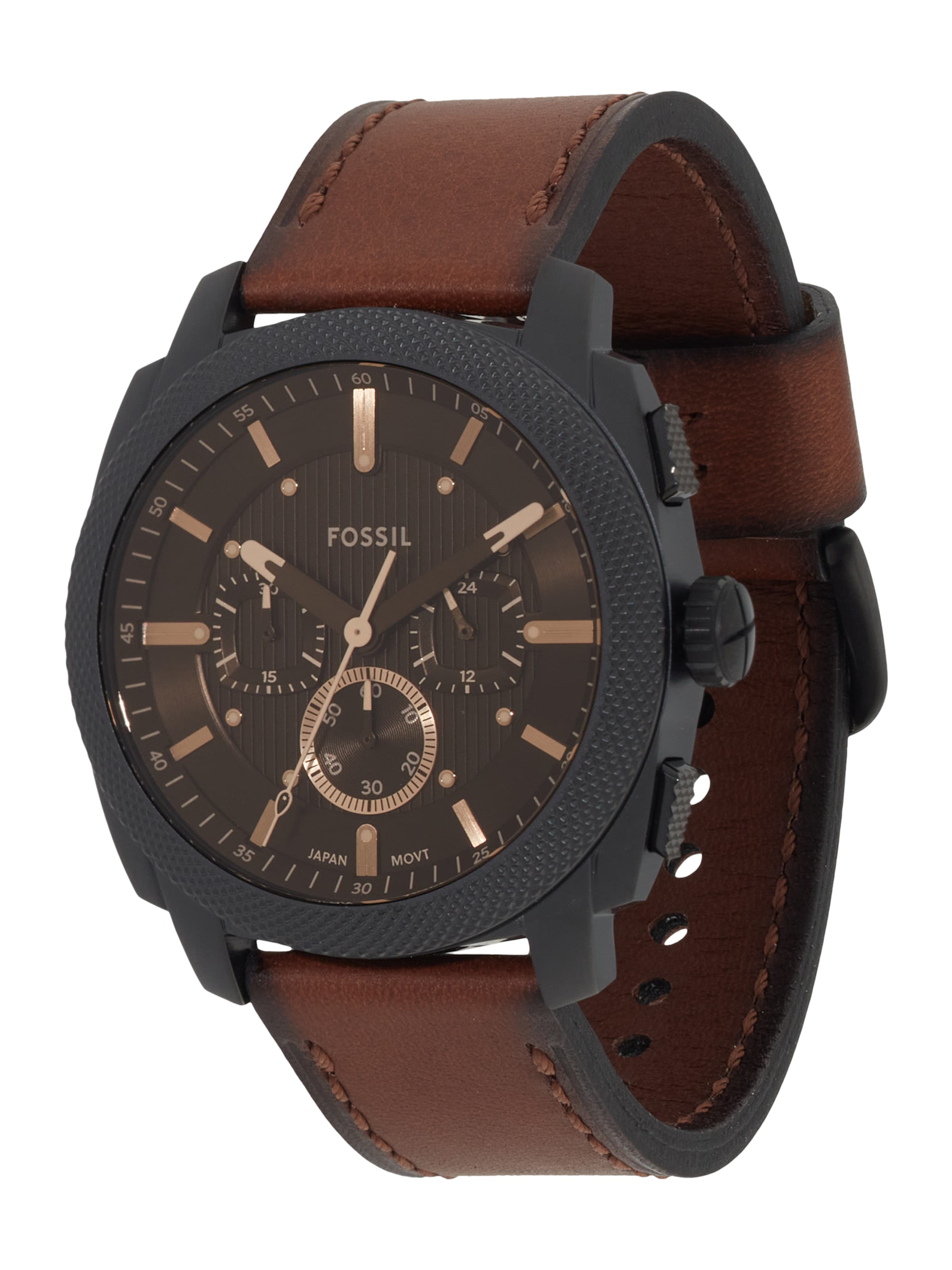 FOSSIL Аналогов часовник 'MACHINE' в кафяво: отпред