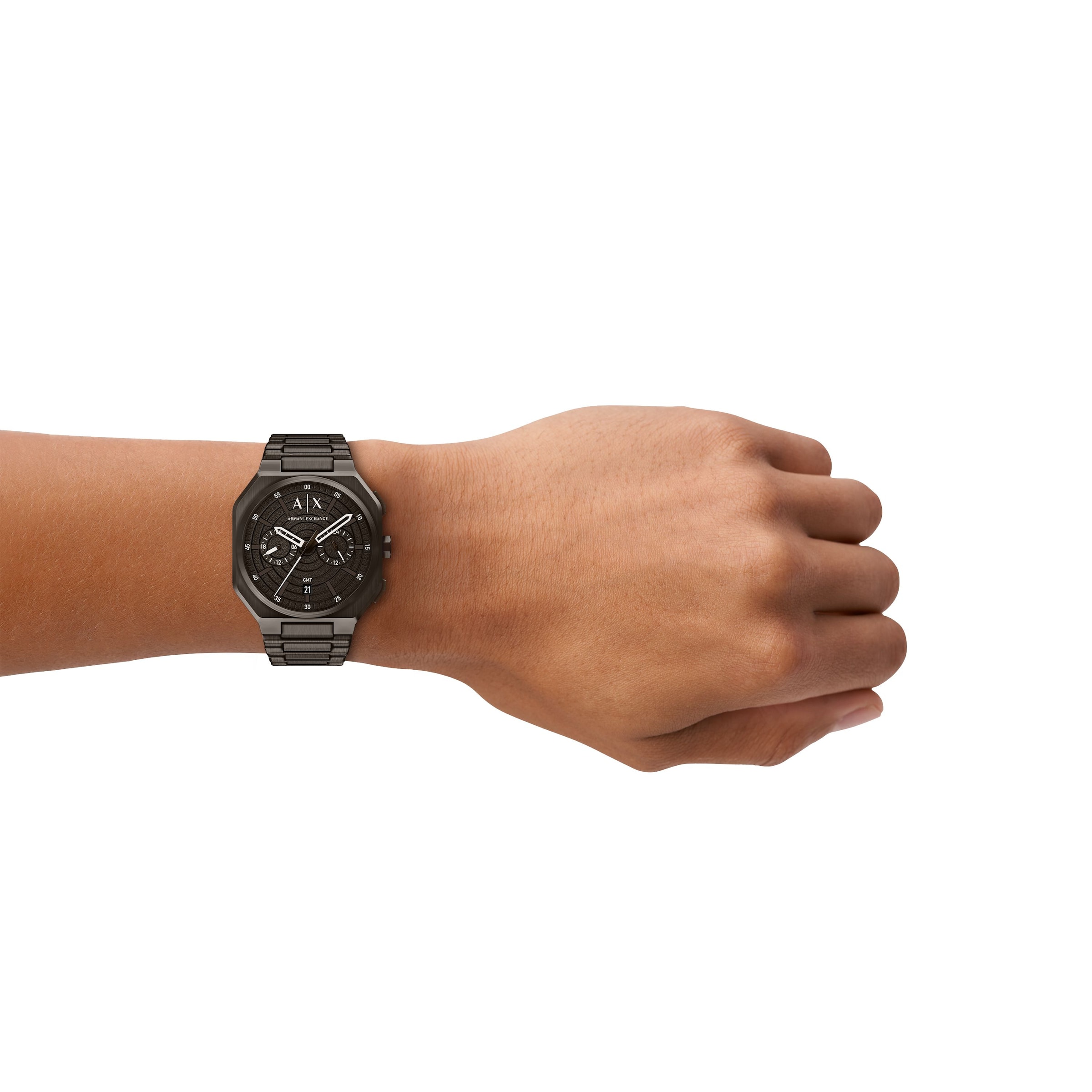 ARMANI EXCHANGE Analoguhr in Schwarz: Vorderseite