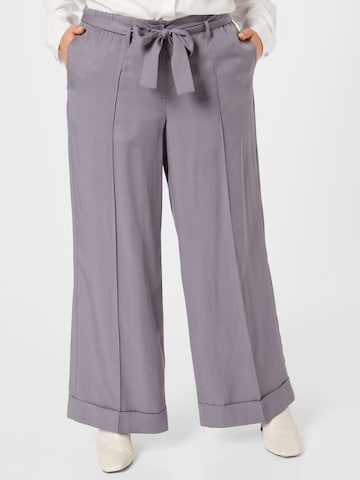 SAMOON Wide leg Pleated Pants in Purple: front