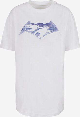 F4NT4STIC Oversized Shirt 'Batman v Superman Battle Silhouette' in White: front