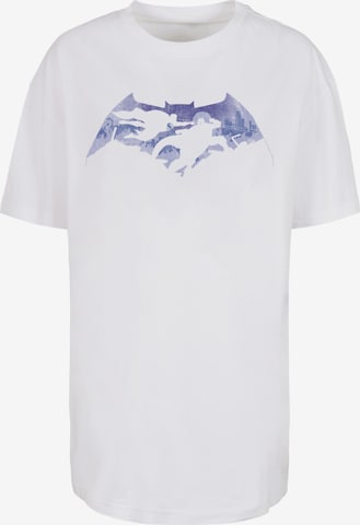 F4NT4STIC Oversized shirt 'Batman v Superman Battle Silhouette' in Wit: voorkant
