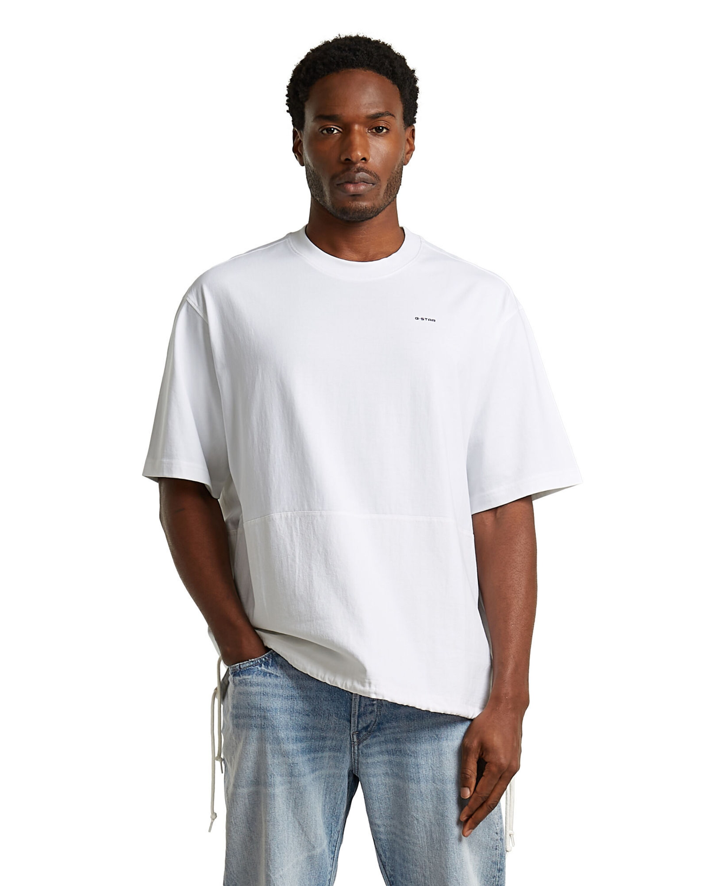 G-STAR T-Shirt 'Woven Mix Loose T-Shirt' in Weiß: Vorderseite