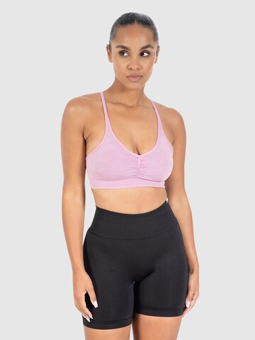 Bustier Soutien-gorge de sport 'Batik Scrunch' Smilodox en rose : devant