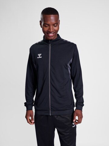 Hummel Athletic Zip-Up Hoodie in Black: front