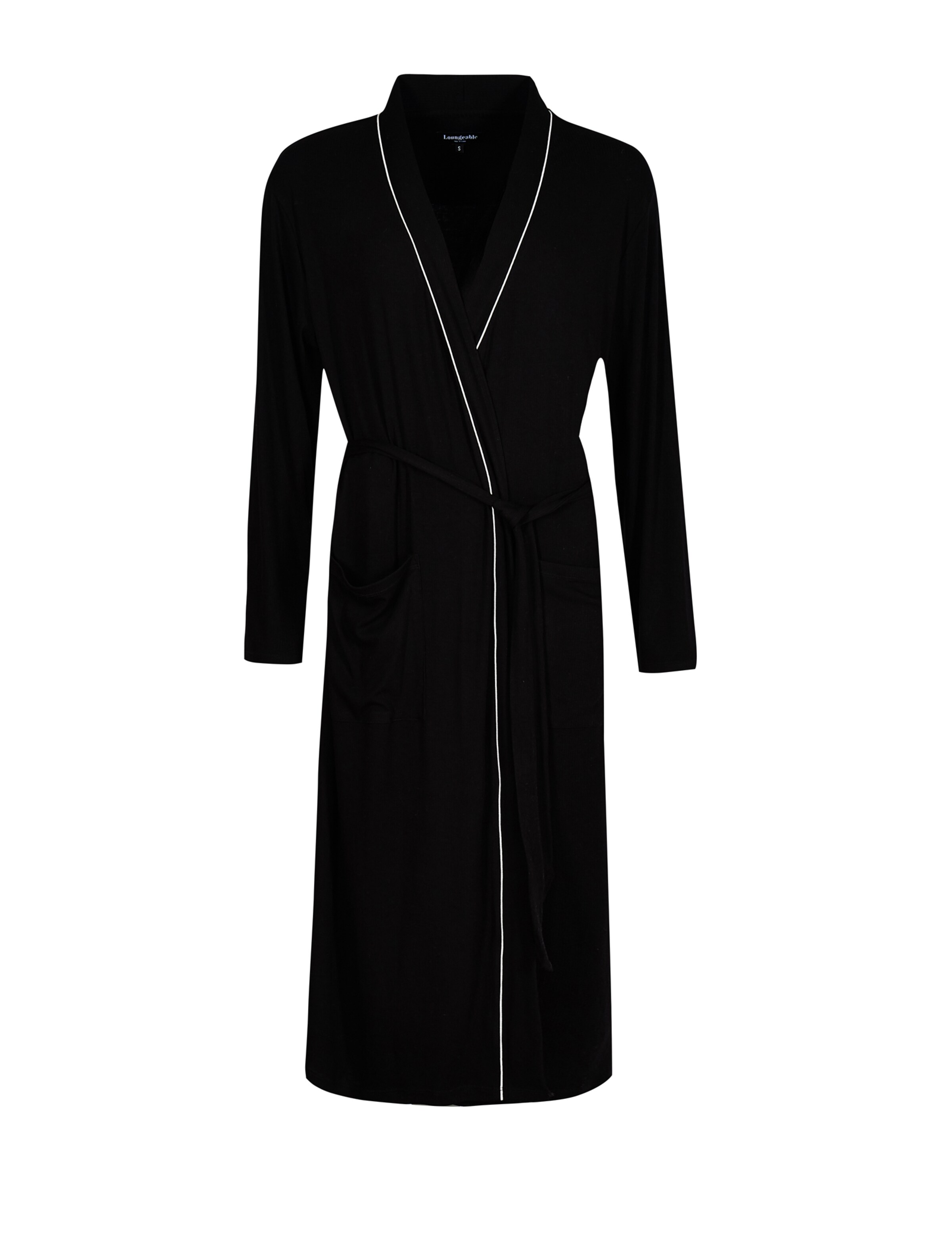 Loungeable Long Bathrobe in Black: front
