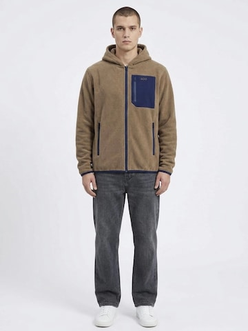 A Question Of (AQO) Overgangsjakke 'David Micro Fleece Hoodie' i brun: forside