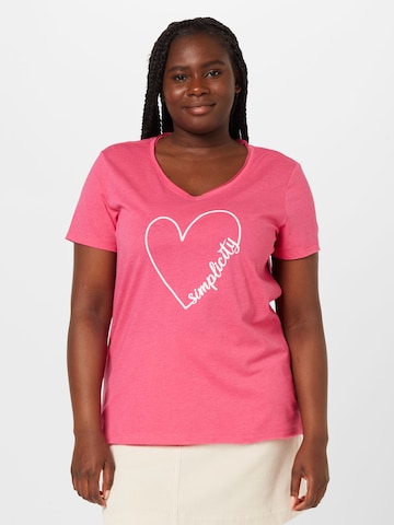 ONLY Carmakoma Shirt 'QUOTE' in Pink: front