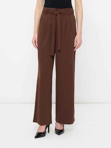 Anna Field Wide leg Bandplooibroek in Bruin: voorkant