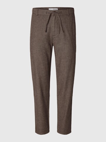 Coupe slim Pantalon 'SLHBrody' SELECTED en marron : devant