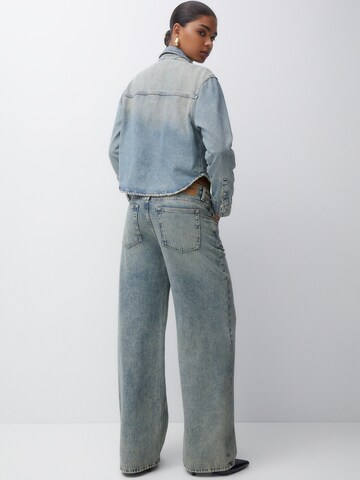 Wide leg Jeans de la Pull&Bear pe albastru