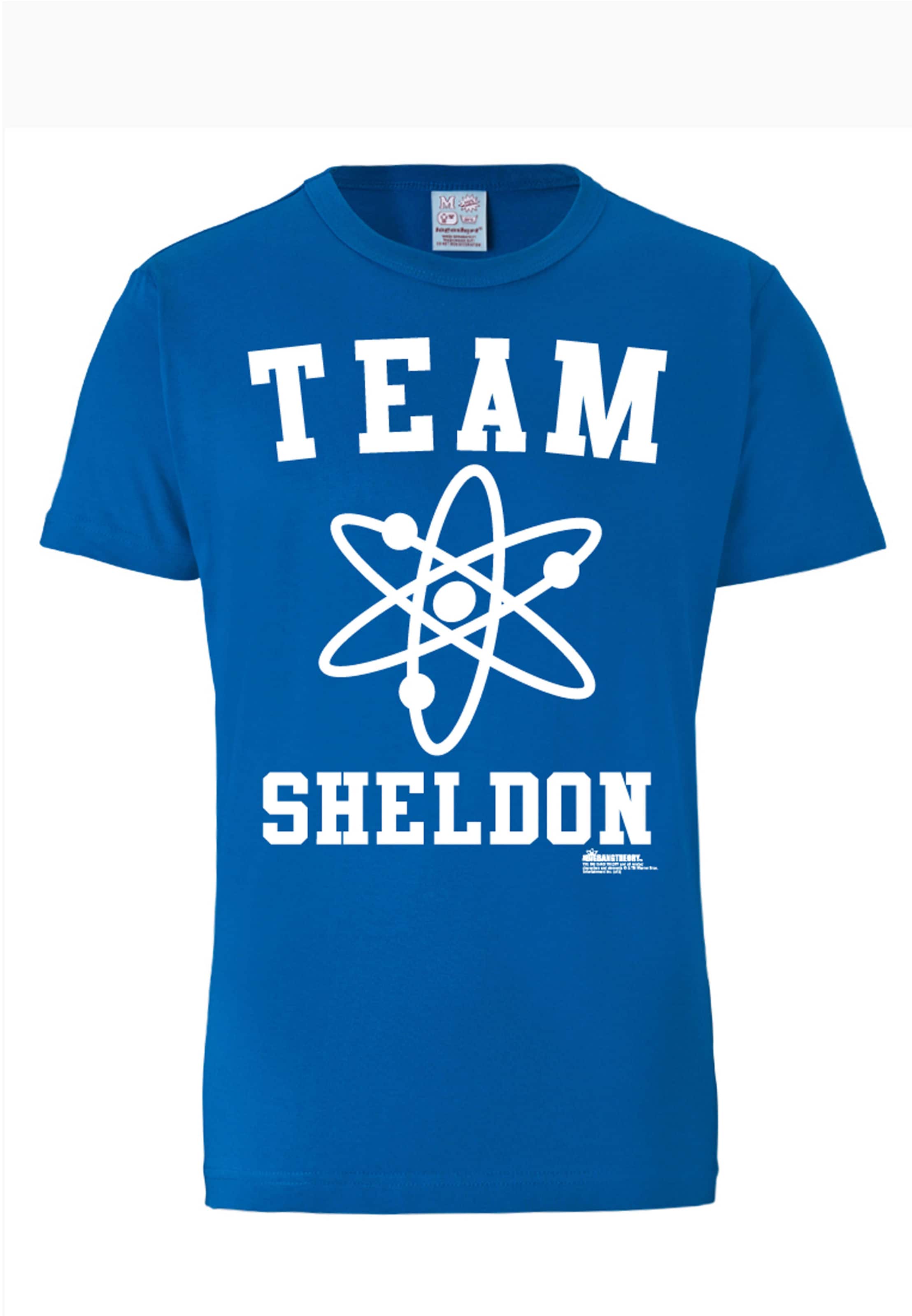 LOGOSHIRT Shirt 'TBBT – Team Sheldon' in Blauw: voorkant