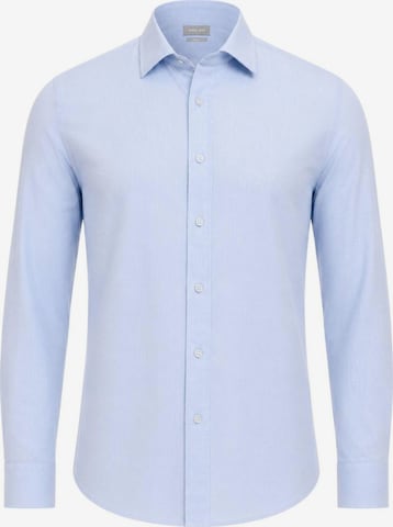 Coupe regular Chemise business 'COTTON LINEN SLIM SHIRT' Michael Kors en bleu : devant