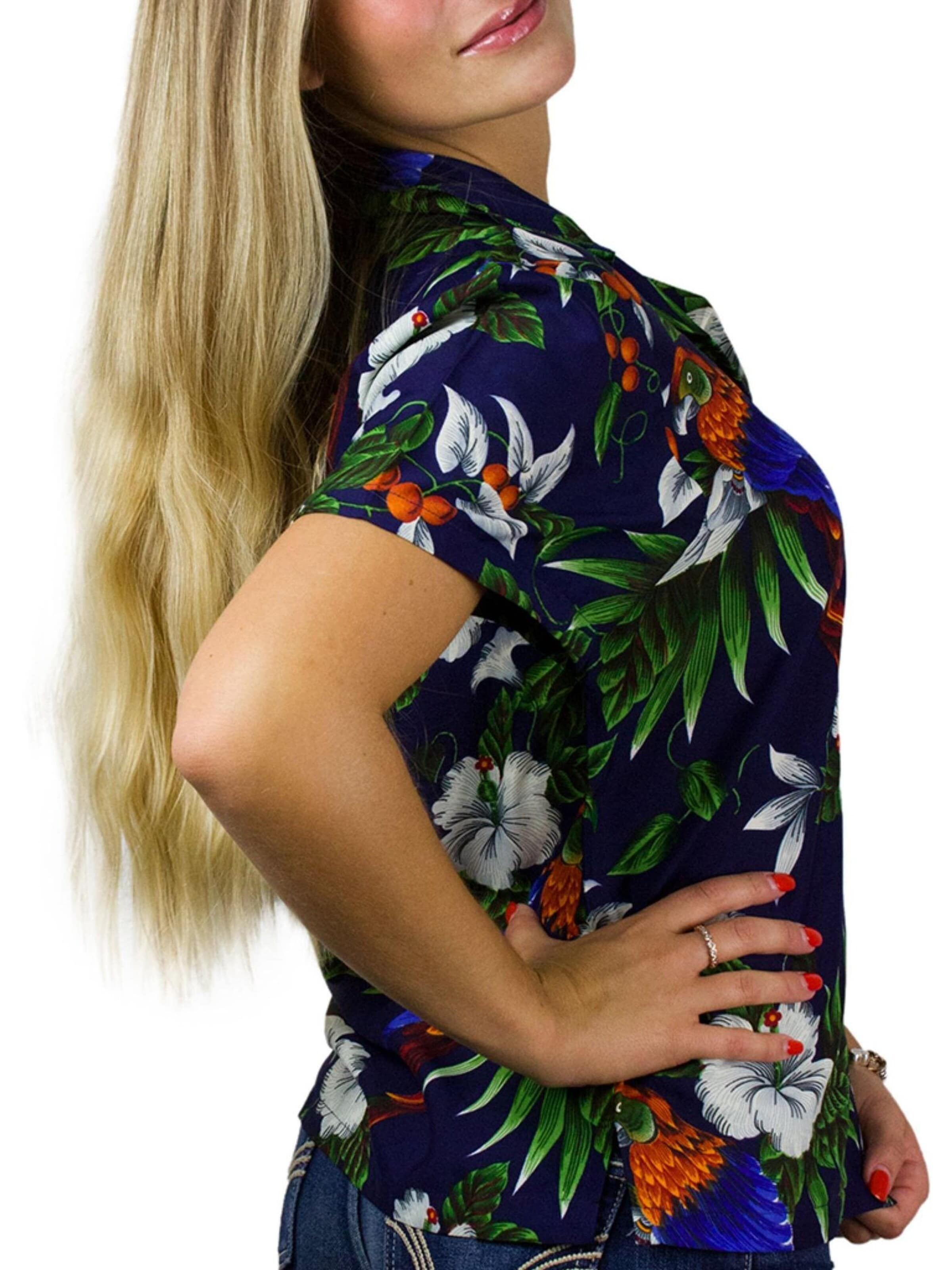 King Kameha Blouse 'Cherryparrot' in Blauw