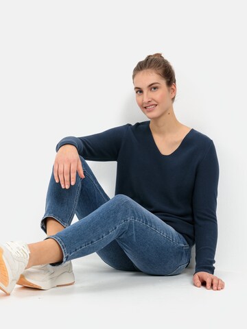 CAMEL ACTIVE Feinstrickpullover mit V-Ausschnitt in Blau